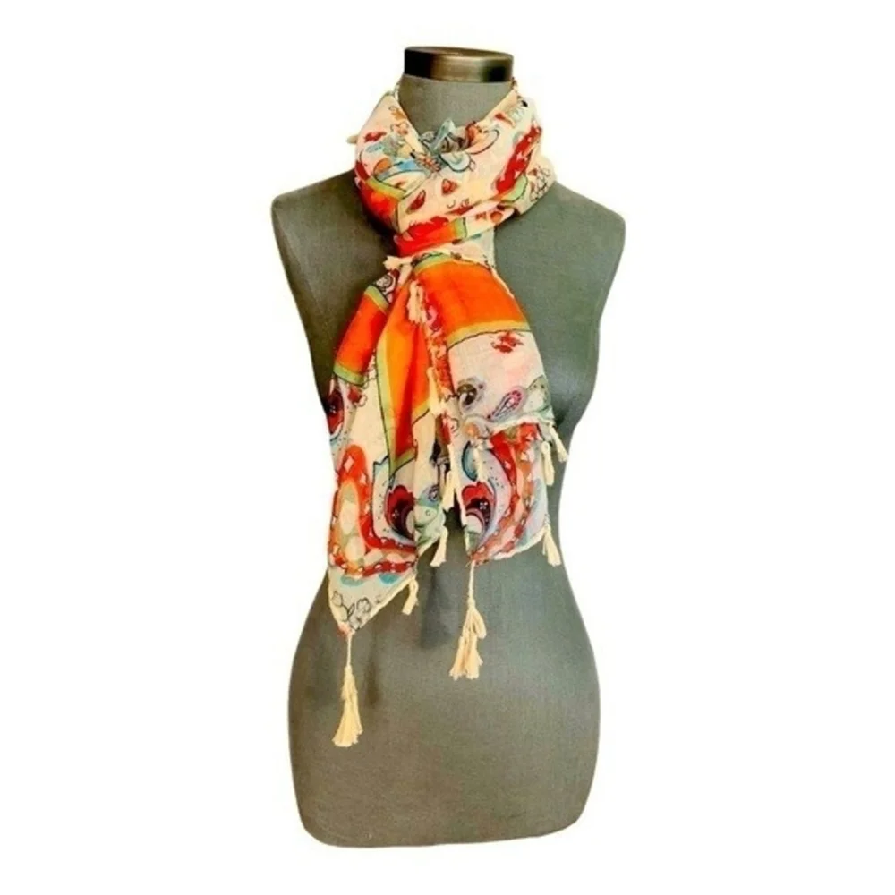 Designer Multicolor Paisley Print Square Scarf 48